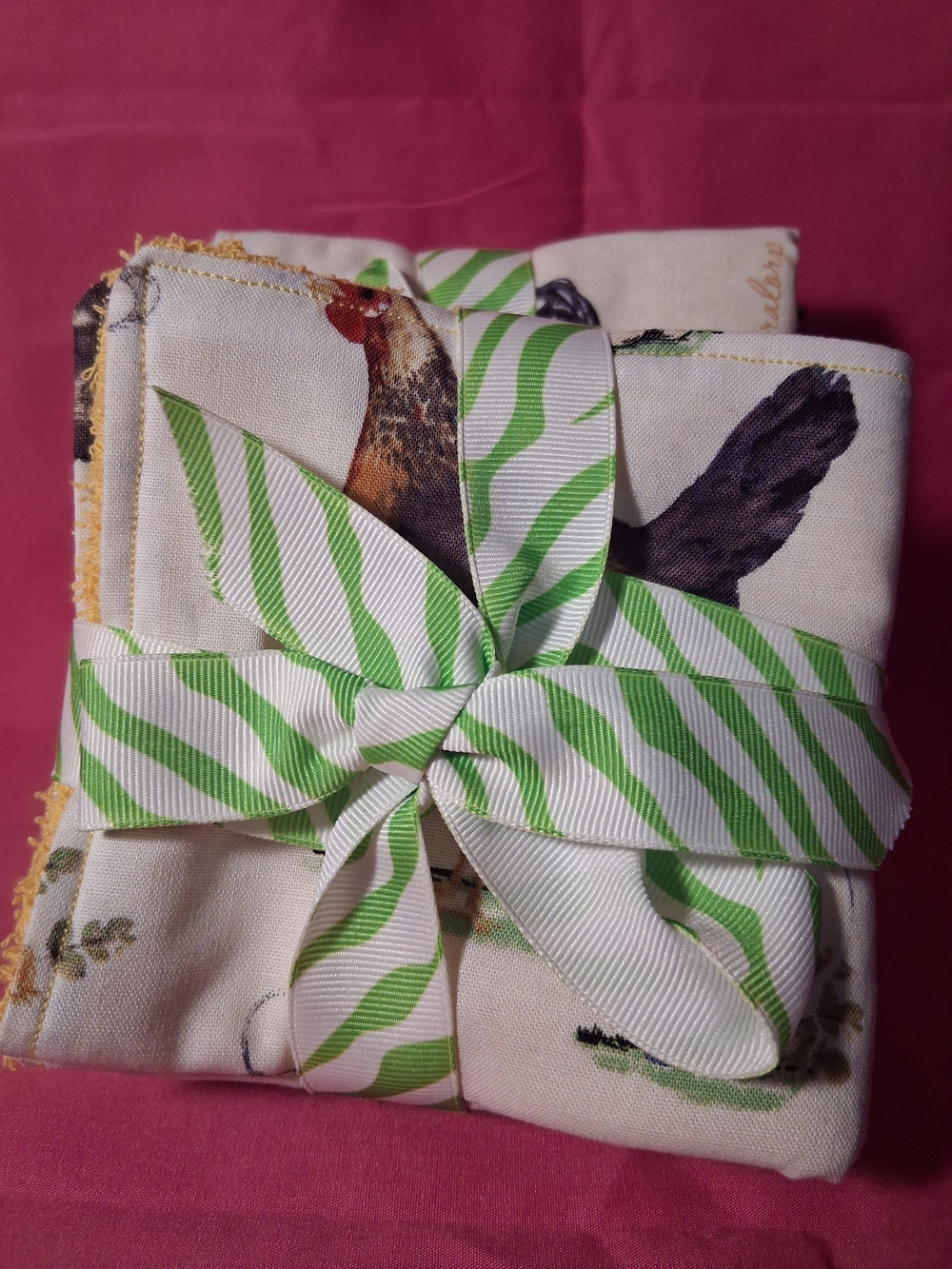 Set Of 8 Handmade Hand Towels/wash Cloths. Chicken Print